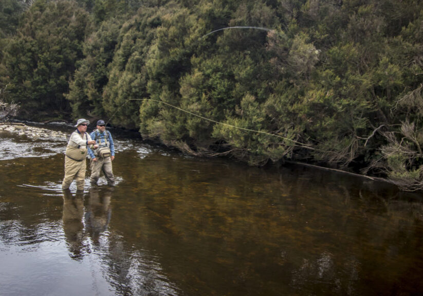 Fly fishing Tasmania's rivers at high water
