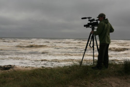 Daniel Hackett guides film makers on Brumbys Creek